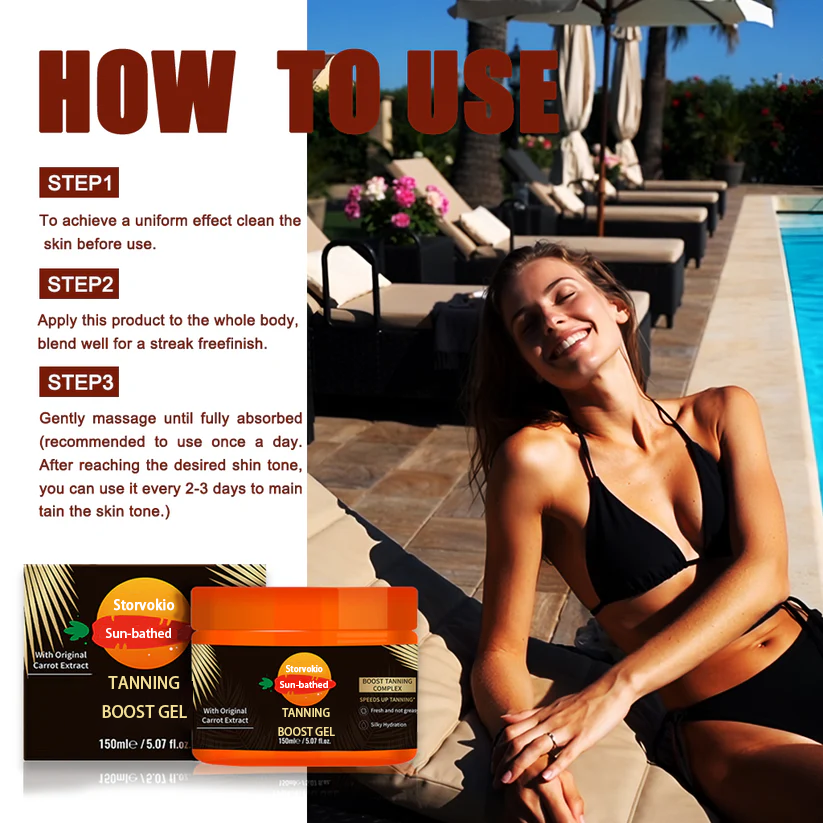 Storvokio Tanning Gel – 5.07oz Fast Tan Accelerator for Outdoor Use