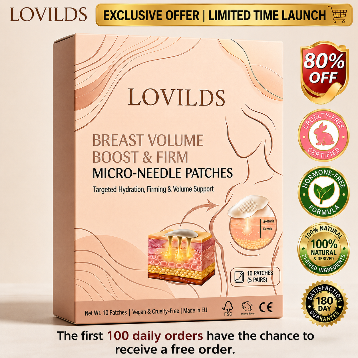 💥LOVILDS 🥛 Targeted Breast Enhancement Advanced Nano Microneedle Patch💃