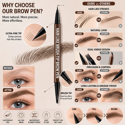 Last Day Buy 1 Get 1 Free🔥Storvokio Waterproof Hair-Like Brow Pen – Smudge-Proof, Long-Lasting Natural Eyebrow Pencil
