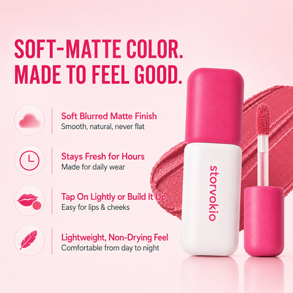 ⏰ LAST DAY ONLY! BOGO FREE 🎁 Storvokio 2-in-1 Velvet Matte Lip & Cheek Tint