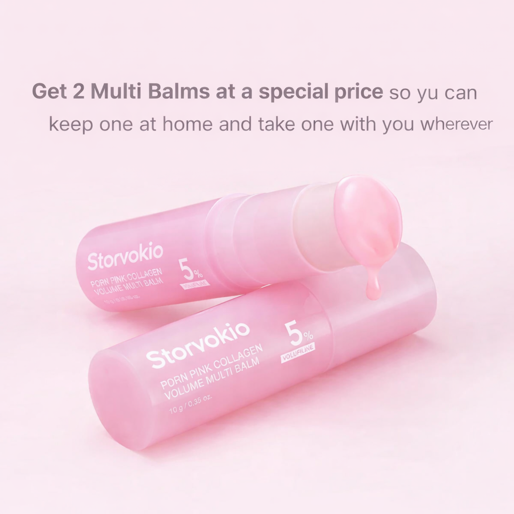 Storvokio Pink Collagen Multi Balm Stick – Hydrating & Firming for Face, Lips & Eyes